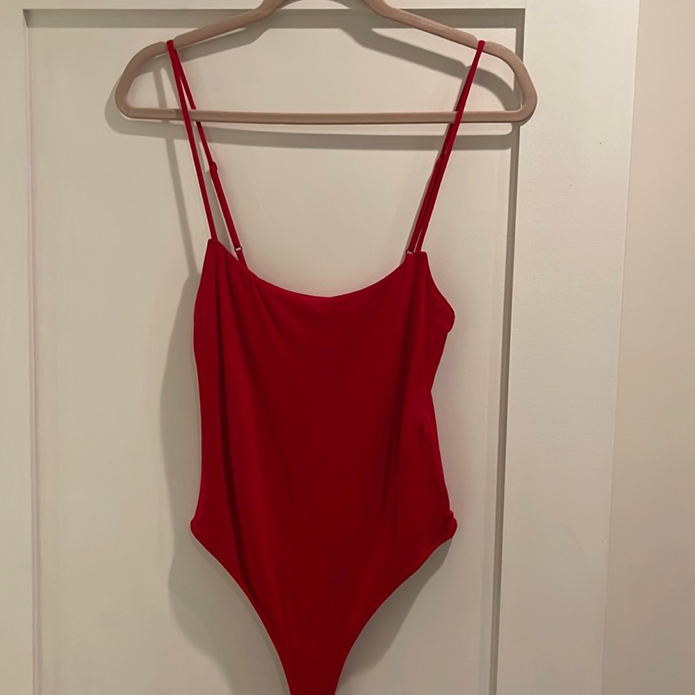 Red tank bodysuit